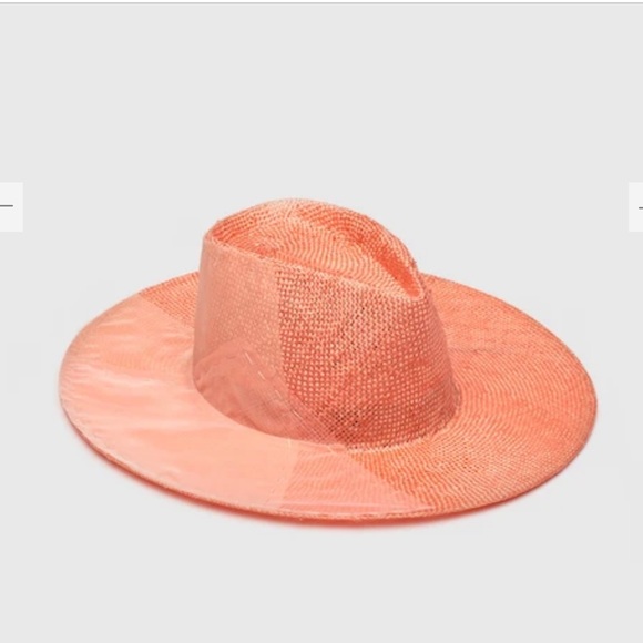 Eugenia Kim Coral Colorblock Straw Sunhat